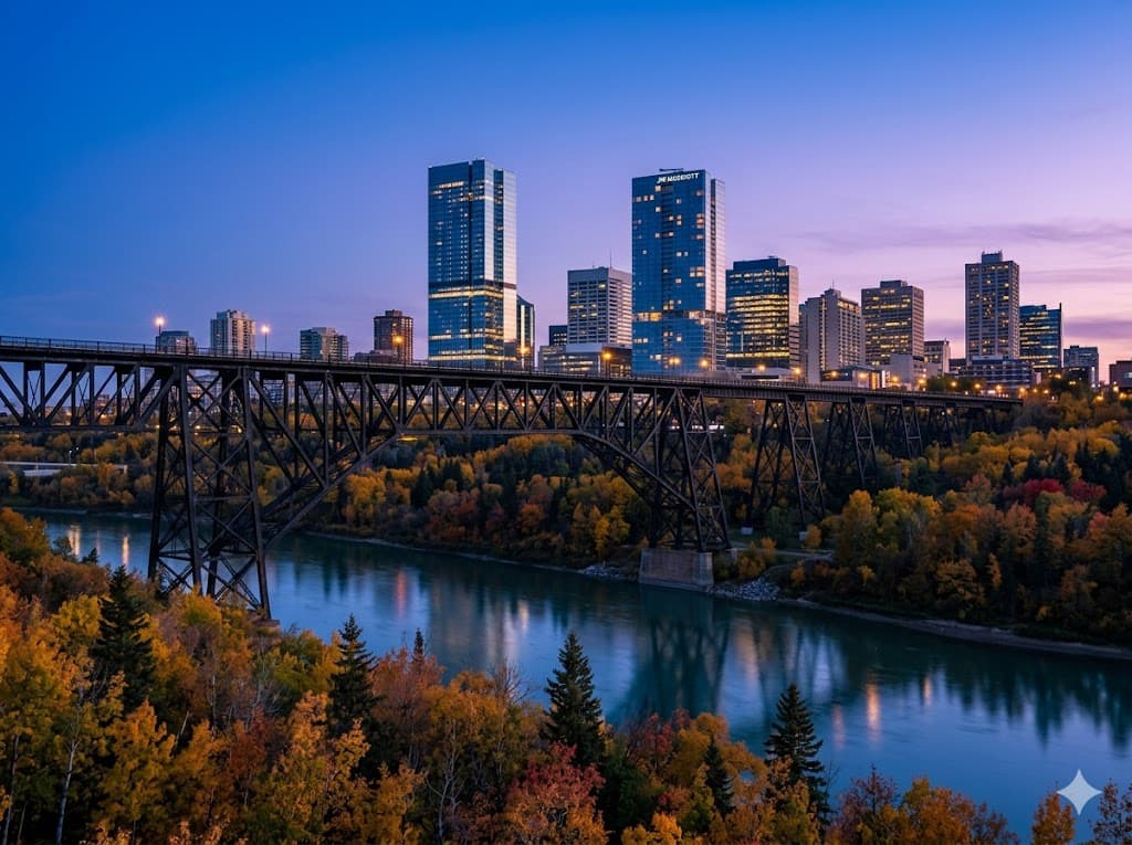 Edmonton skyline with the High Level Bridge — AES Northern Alberta coverage market